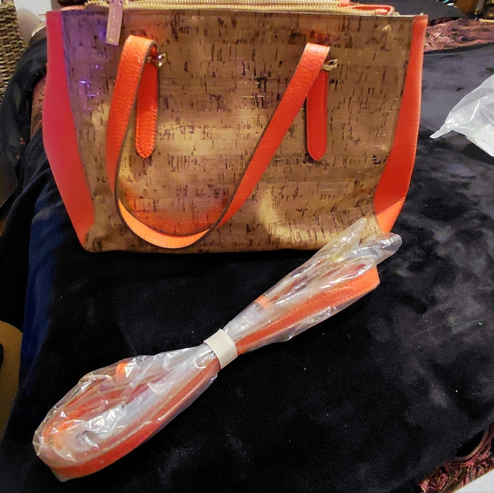 Anne Klein Chic Tan and Orange Women's Tote Bag